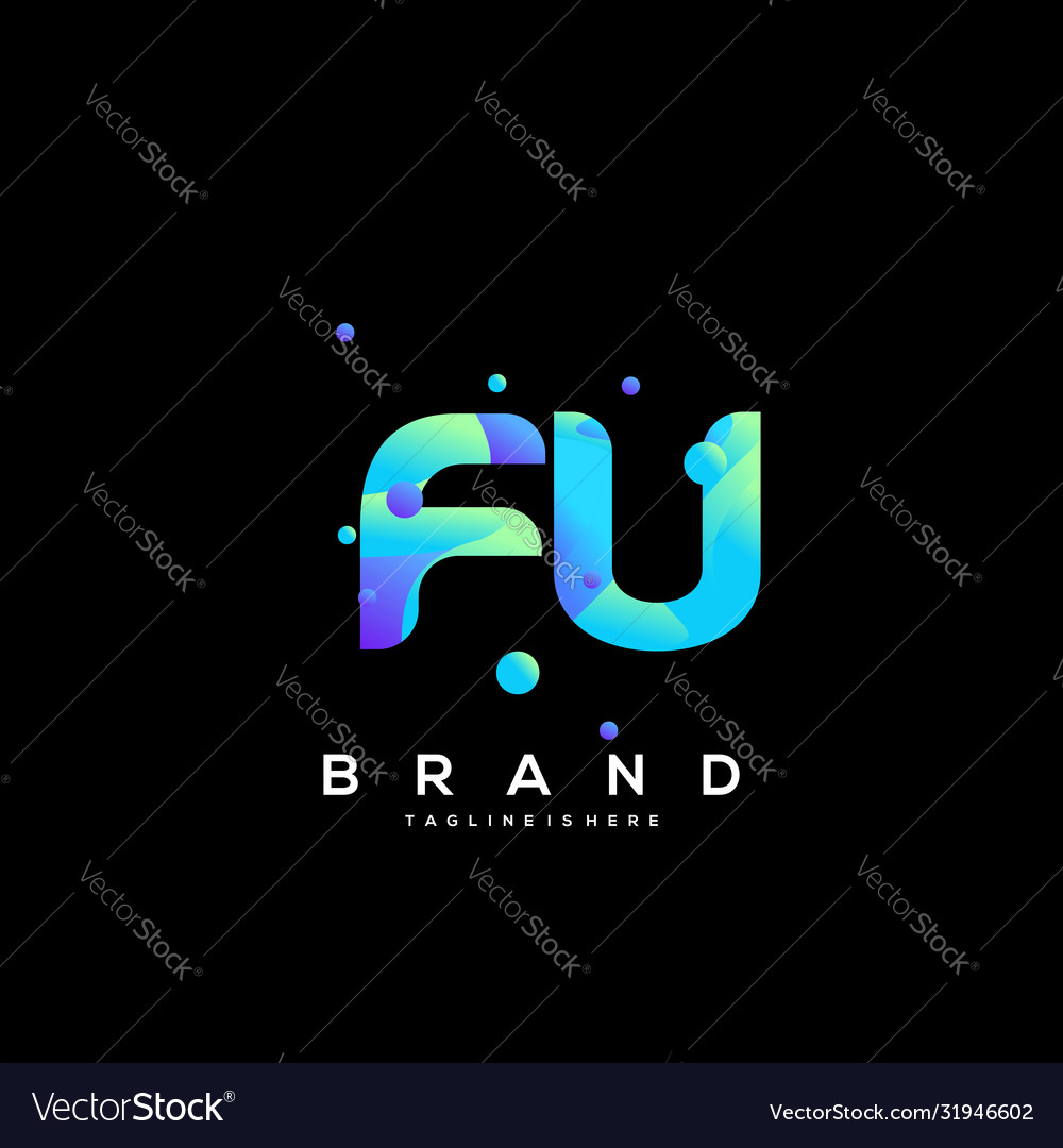 Fu initial logo with colorful template vector image Fu initial logo with colorful template