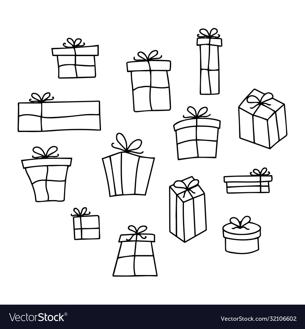 Hand drawn gift boxes Royalty Free Vector Image