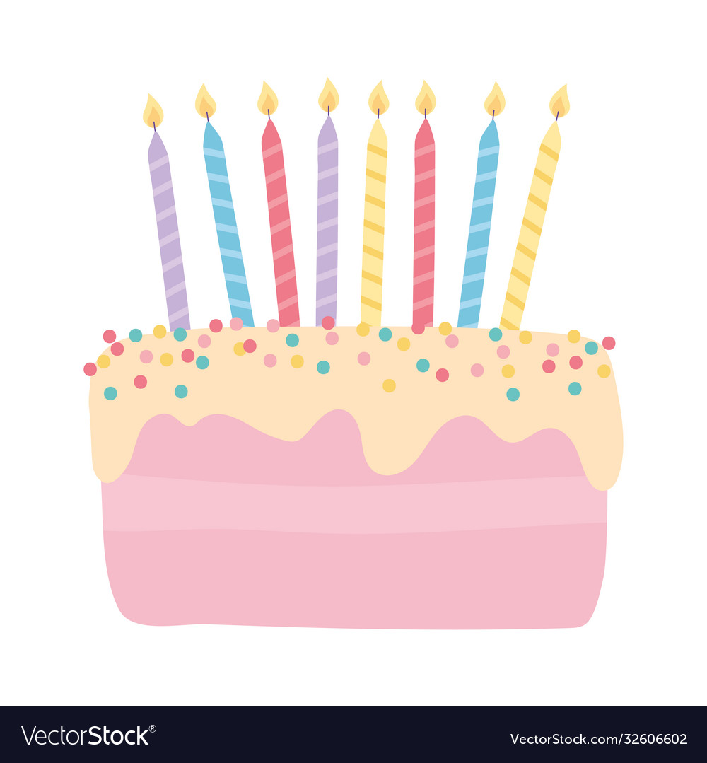 Happy birthday sweet cake with burning candles Vector Image