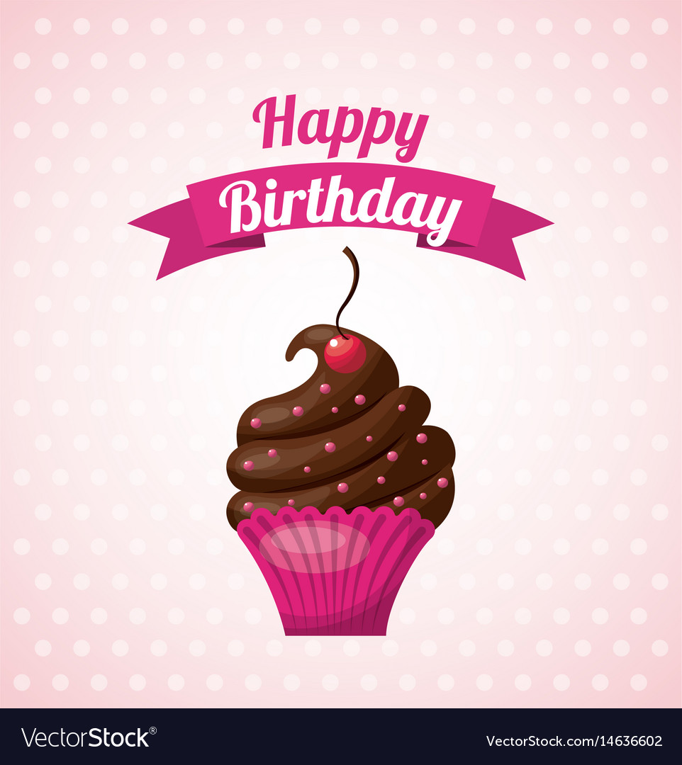 Happy birthday sweet dessert celebration Vector Image
