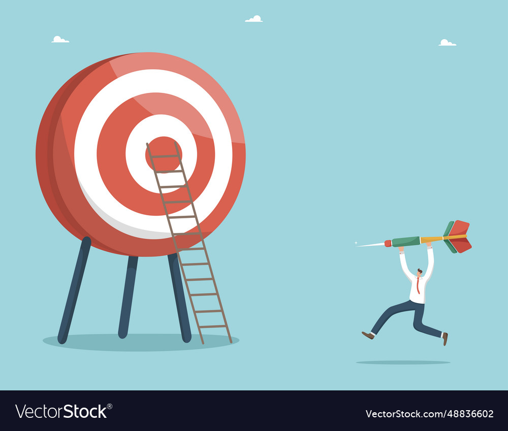 Man with dart runs towards board