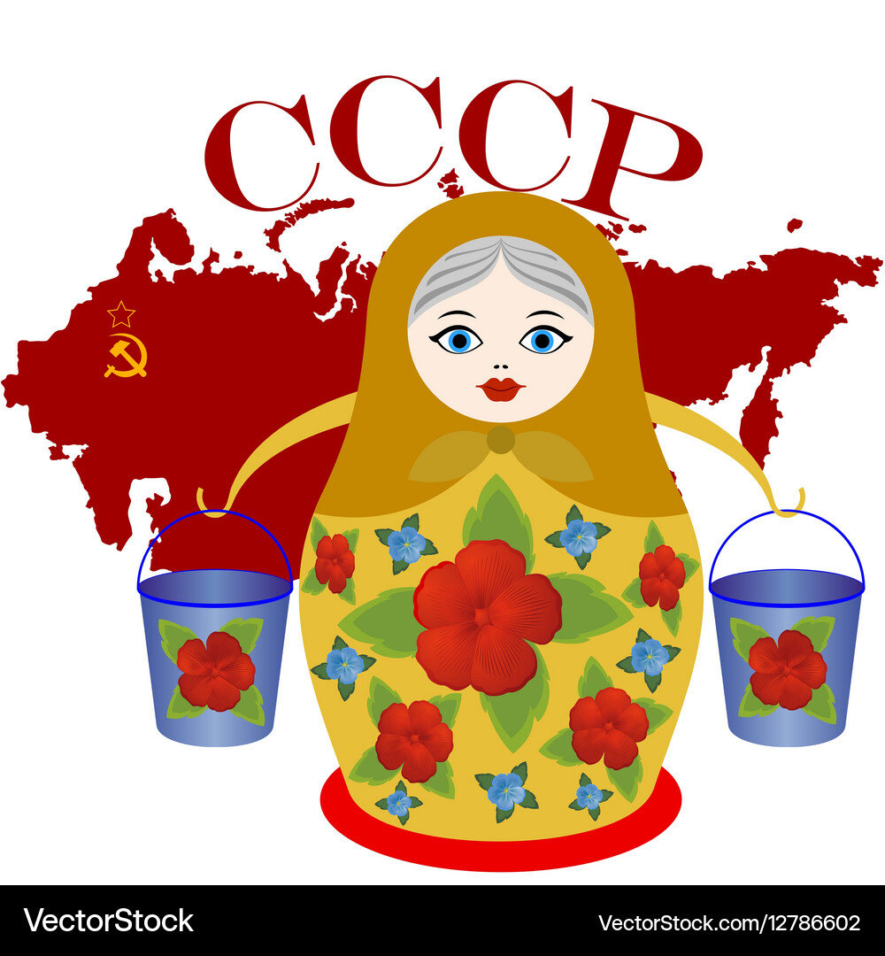 Matryoshka with a yoke and buckets Royalty Free Vector Image