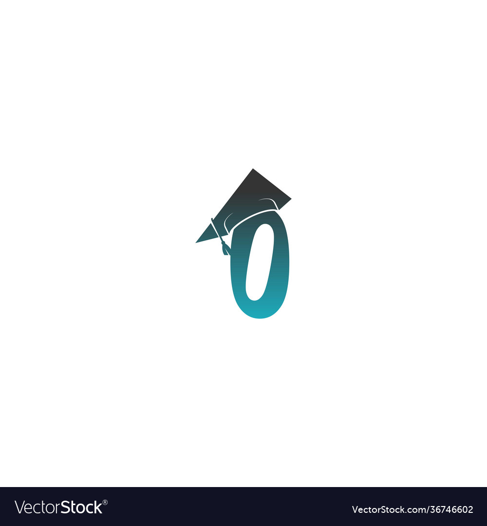 Number zero logo icon with graduation hat design