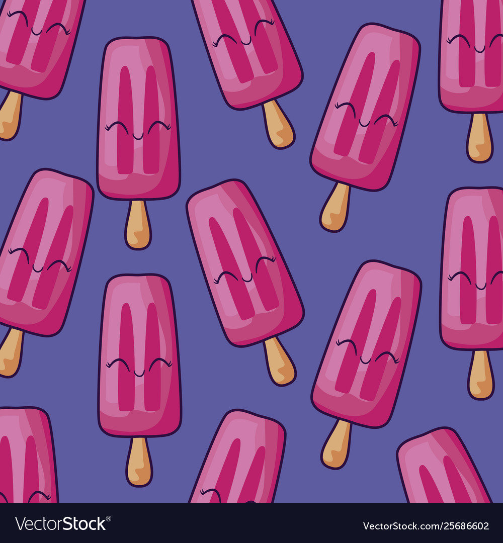 Pattern ice cream in stick kawaii character