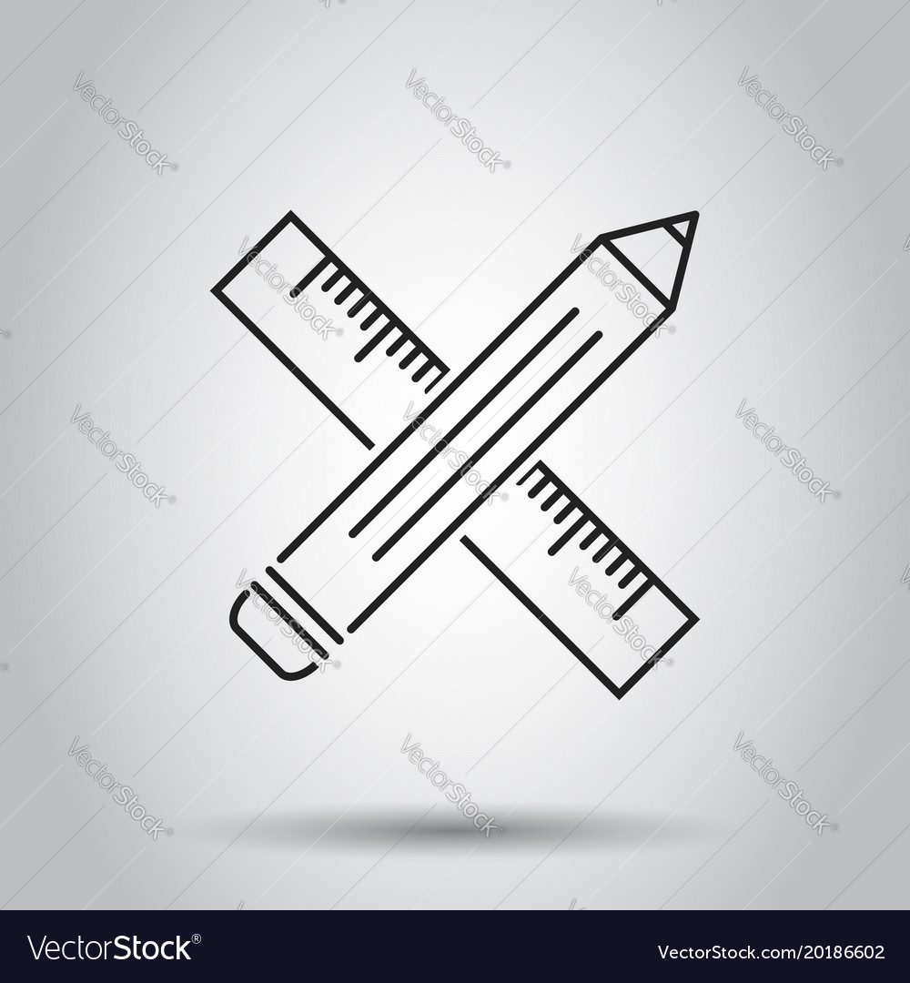 Pencil with ruler icon on isolated background