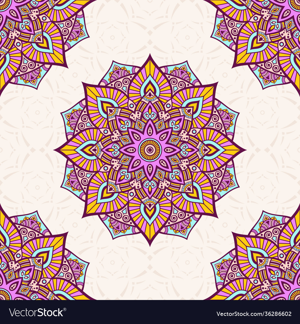 Seamless color pattern with mandala abstract vector image Seamless color pattern with mandala abstract