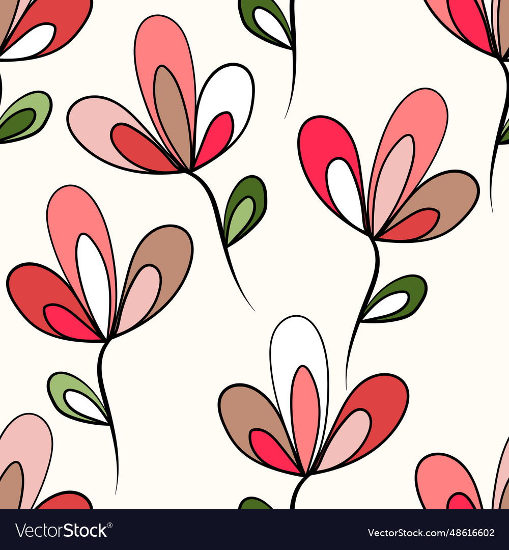 Seamless floral pattern based on traditional folk