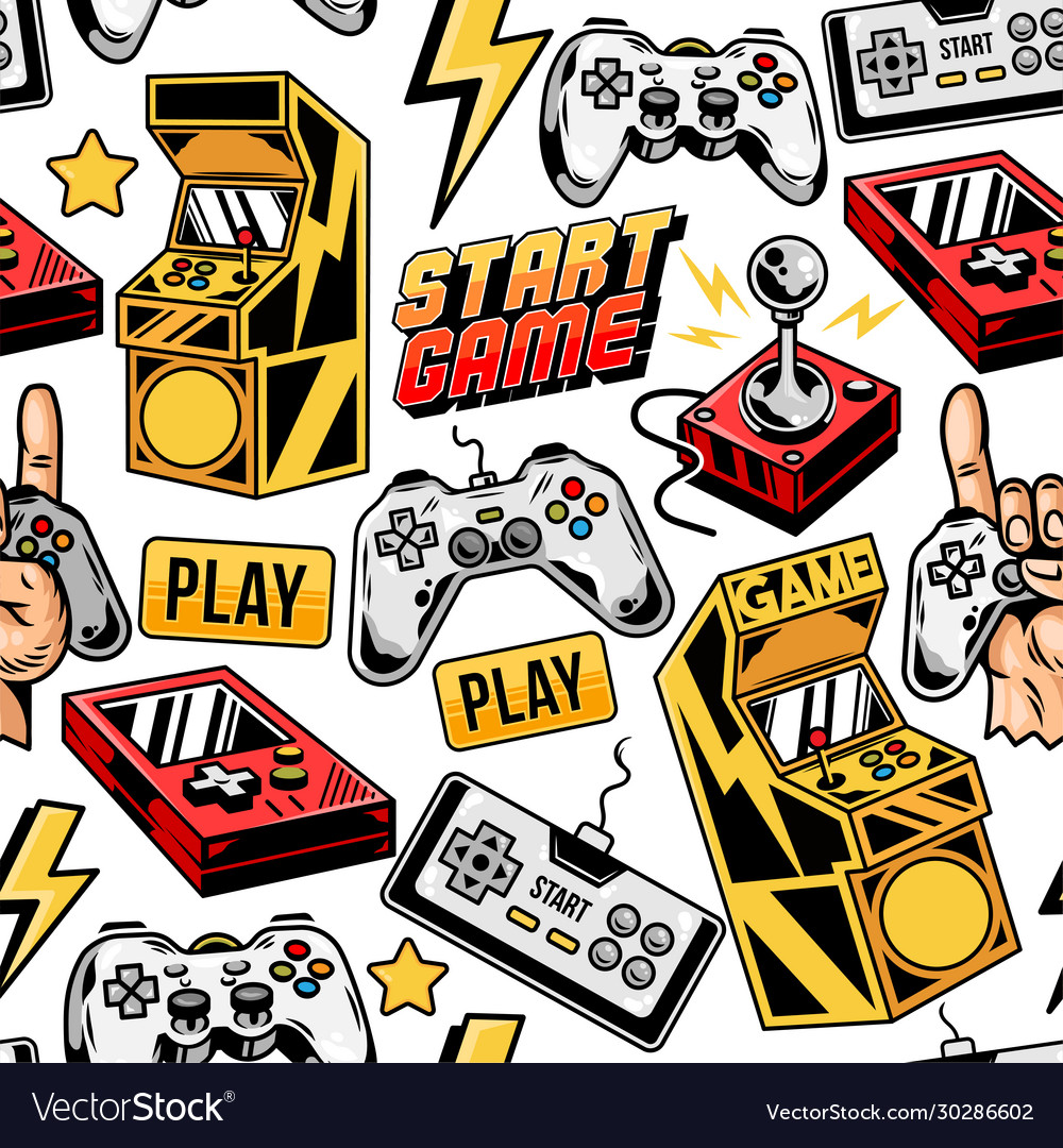Seamless pattern with gamers elements Royalty Free Vector