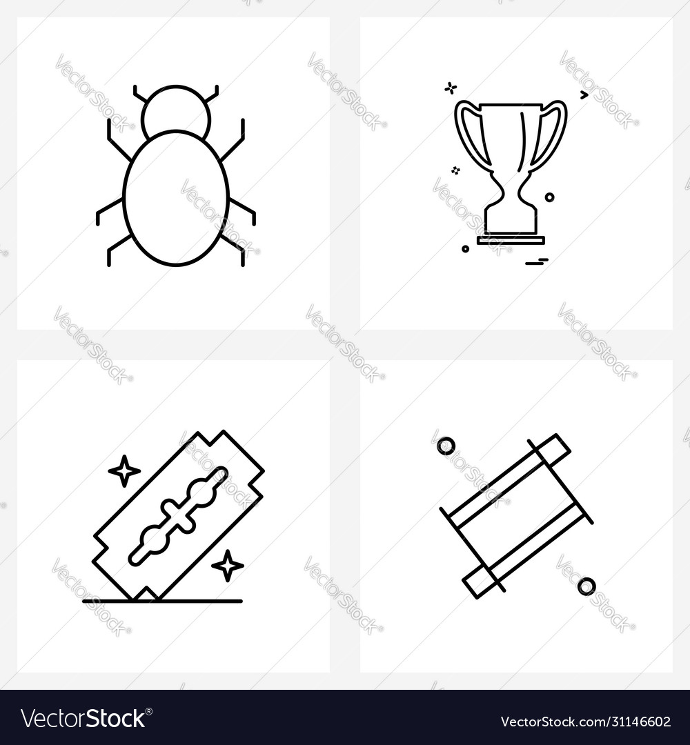 Set 4 universal line icons bug eraser
