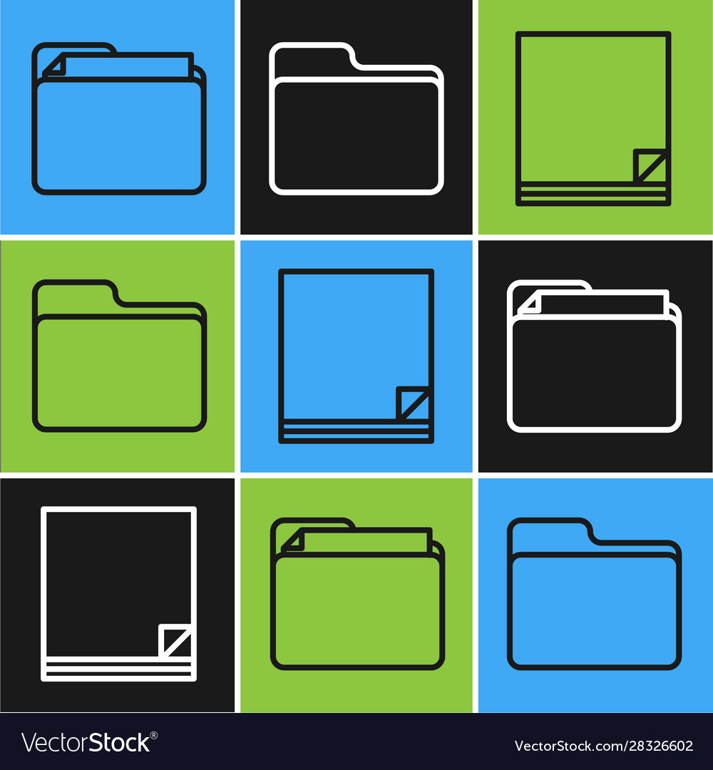 Set line document folder file vector image Set line document folder file