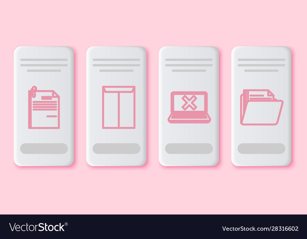 Set line file document and paper clip envelope vector image Set line file document and paper clip envelope