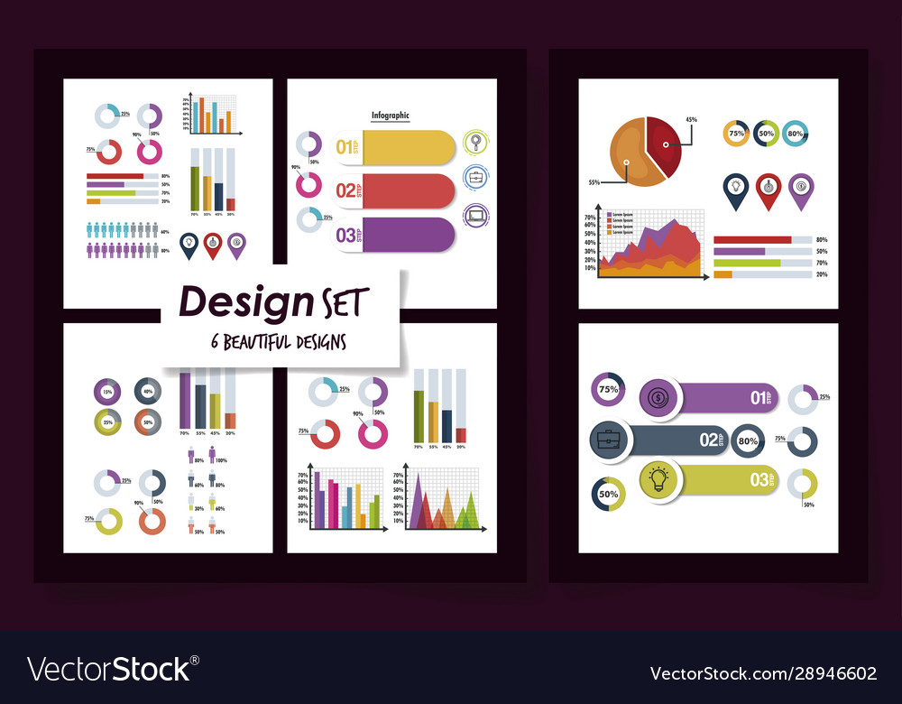 Six designs statistics infographic icons Vector Image