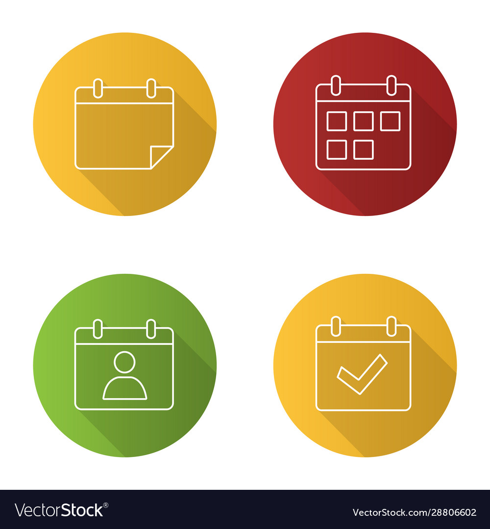 Uiux flat linear long shadow icons set vector image Uiux flat linear long shadow icons set
