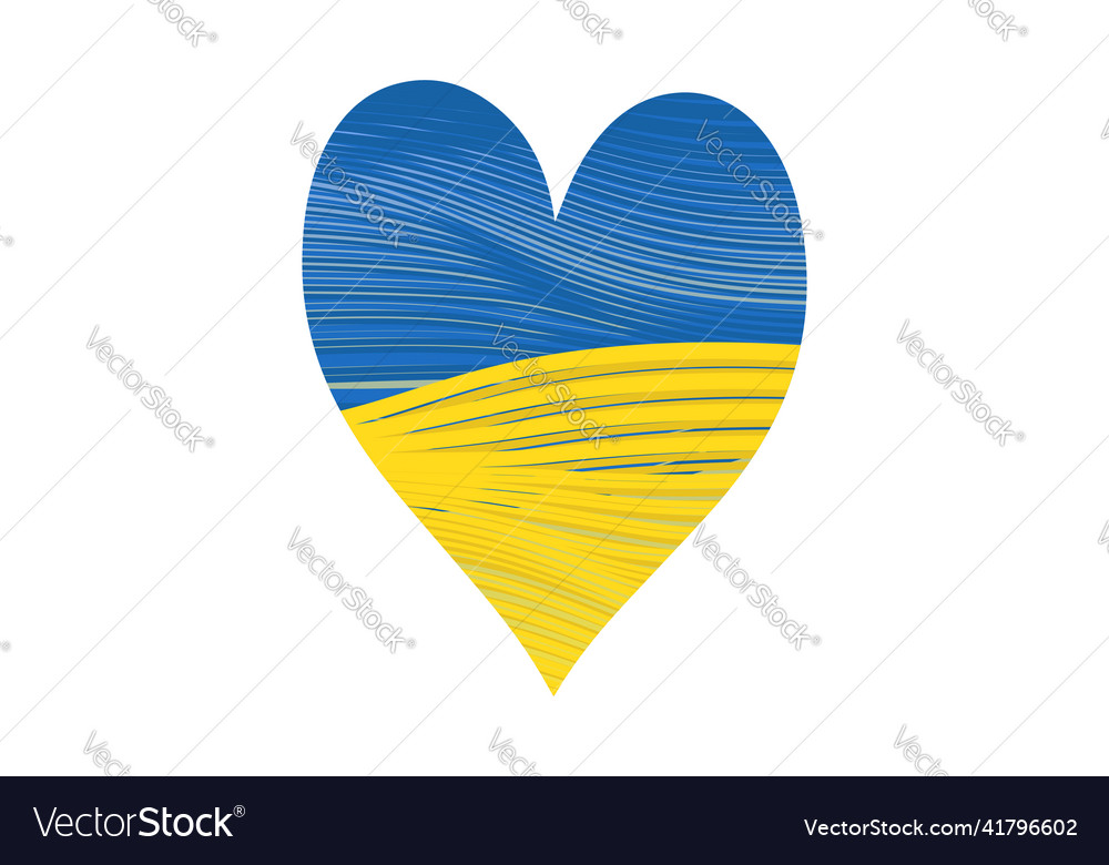 Ukraine national flag heart shape icon strip color