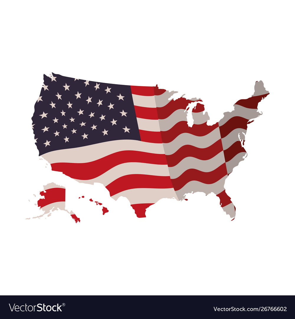 United states map with flag icon Royalty Free Vector Image