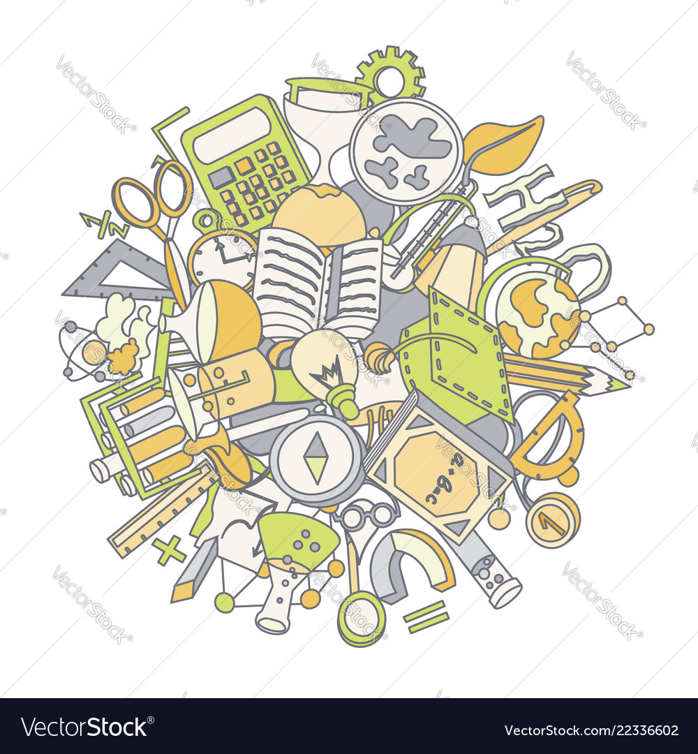 Welcome back to school hand drawn supply doodles vector image Welcome back to school hand drawn supply doodles