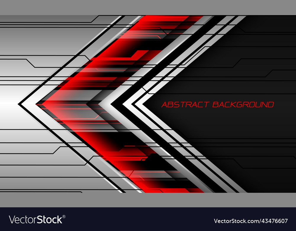 Abstract red silver grey metal black cyber arrow Vector Image