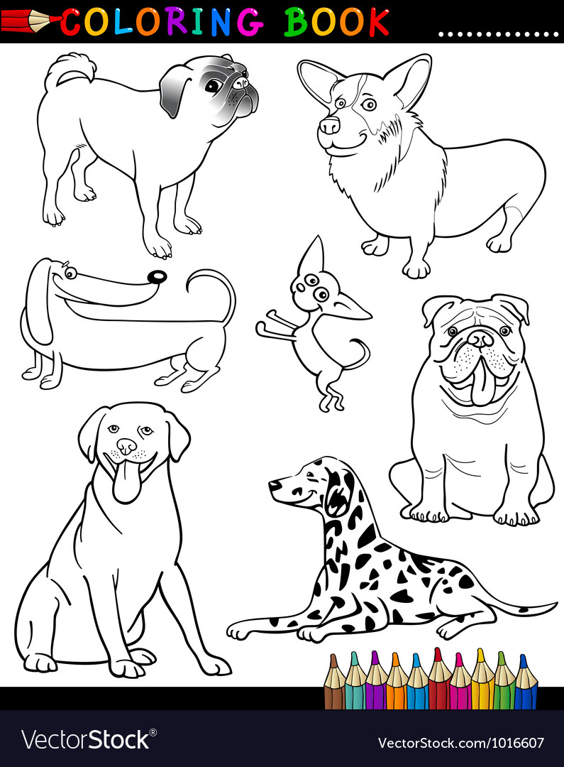 Cartoon Dogs for Coloring Book or Page Royalty Free Vector Cartoon Dogs for Coloring Book or Page Royalty Free Vector