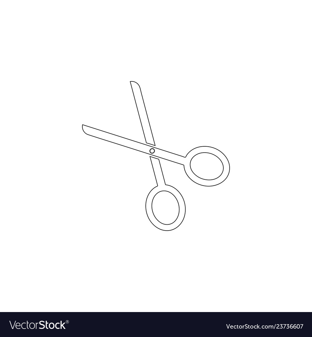 Flat Scissors Icon - Simple Outline
