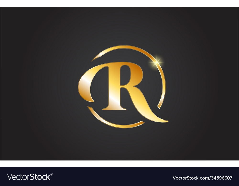 Golden r alphabet letter logo icon in yellow Vector Image