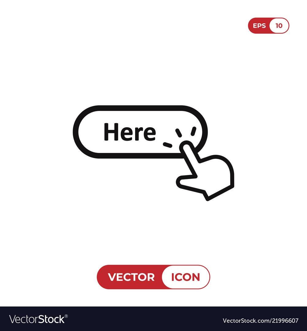 Hand click cursor clicking here button icon vector image Hand click cursor clicking here button icon