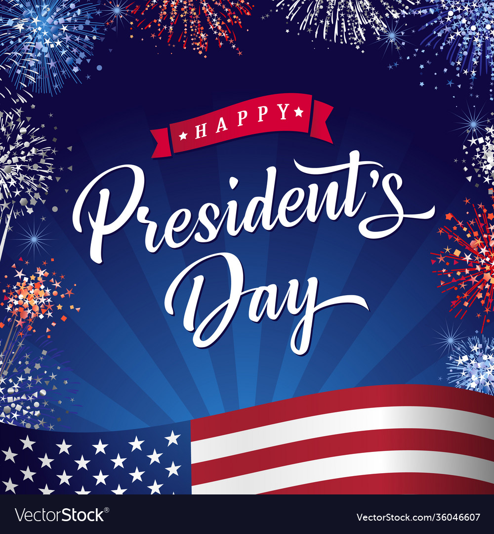Happy presidents day banner with flag and salute