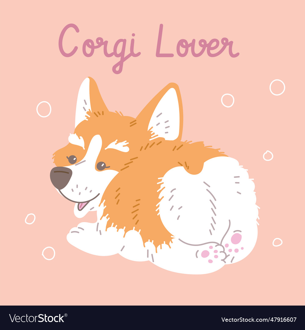 Poster with cartoon smiling corgi dog back Vector Image