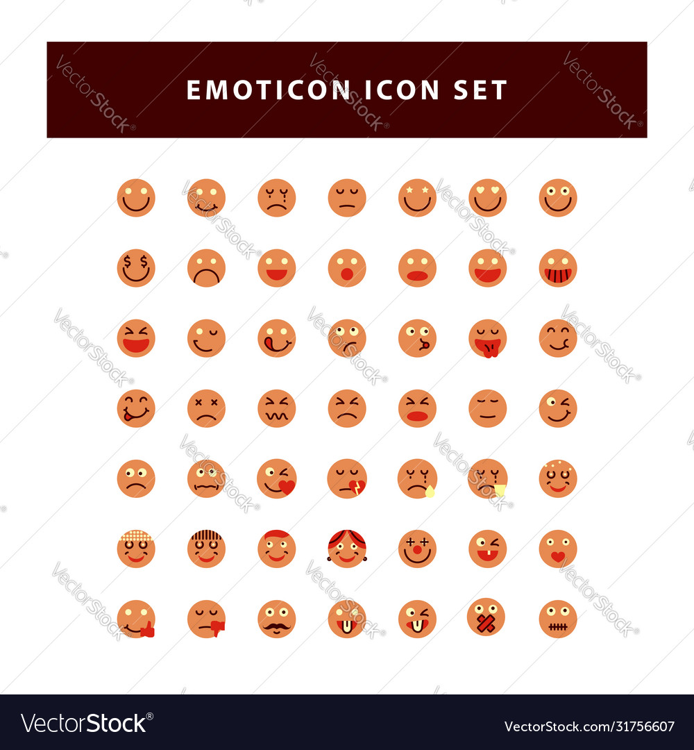 Set emotion icon with flat style design Royalty Free Vector