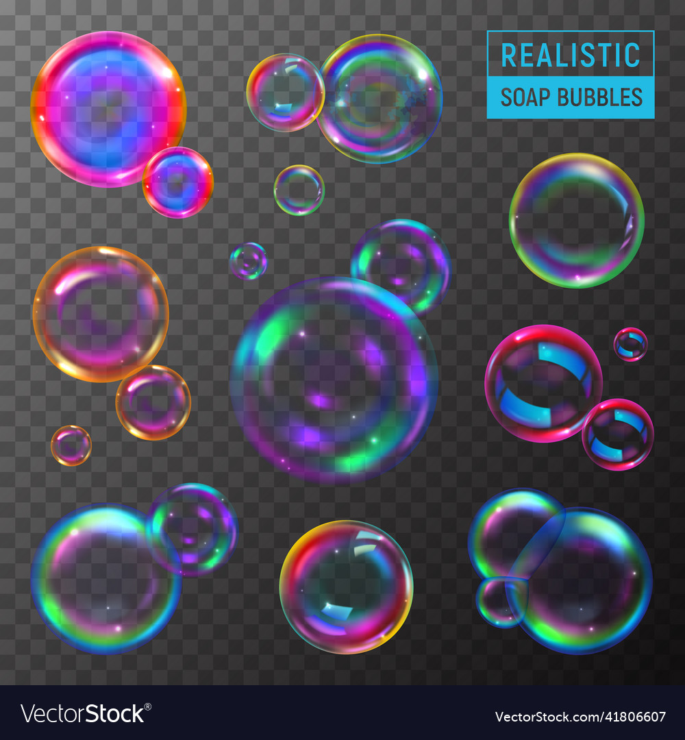 Soap bubbles transparent set Royalty Free Vector Image