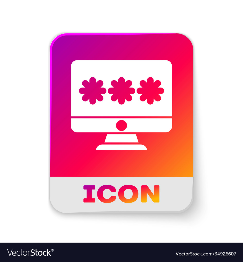 White monitor with password notification icon vector image White monitor with password notification icon