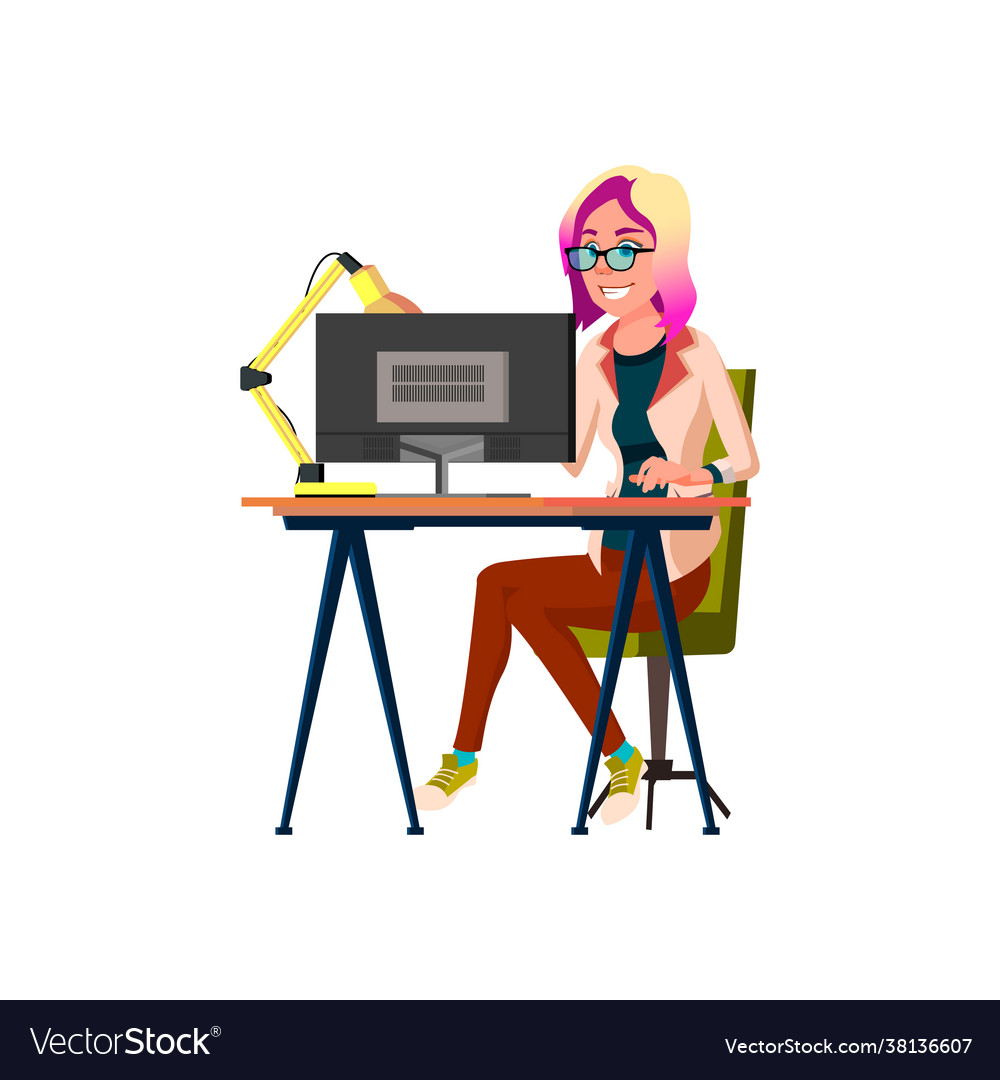 Woman programmer developing application cartoon