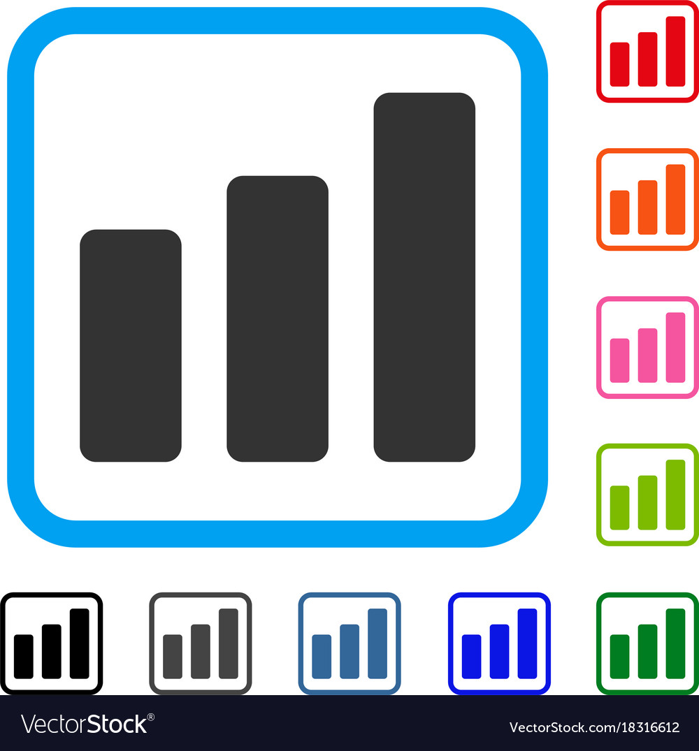 Bar chart increase framed icon Royalty Free Vector Image