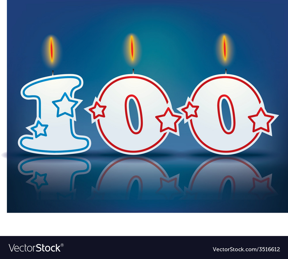 Birthday candle number 100 Royalty Free Vector Image