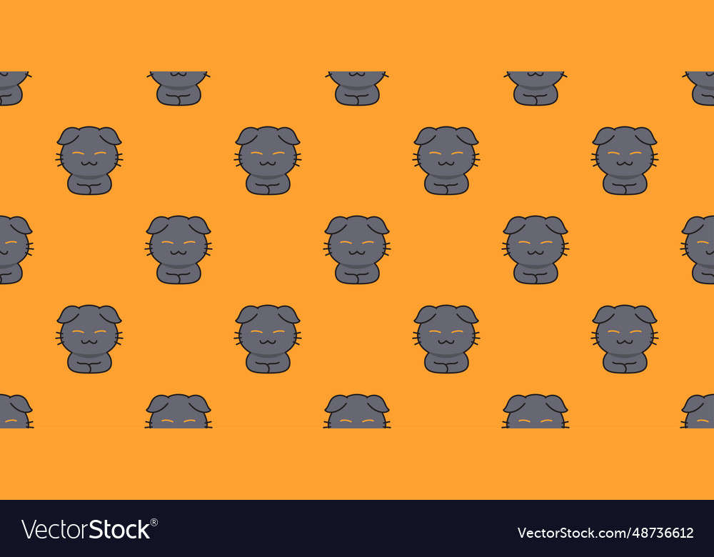 Cartoon cute gray cat seamless pattern background Vector Image