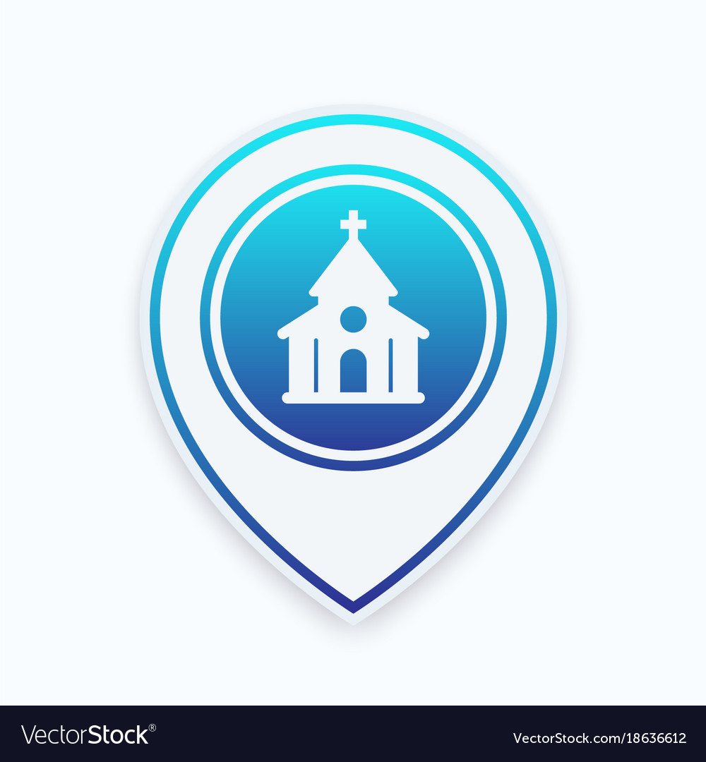 Church catholic temple icon on mark Royalty Free Vector