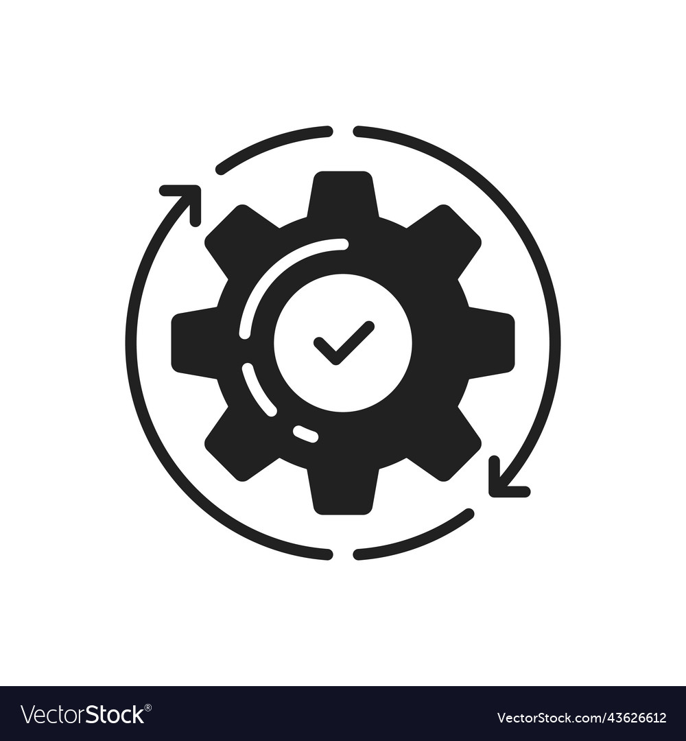 Cog with tick icon like easy technical process