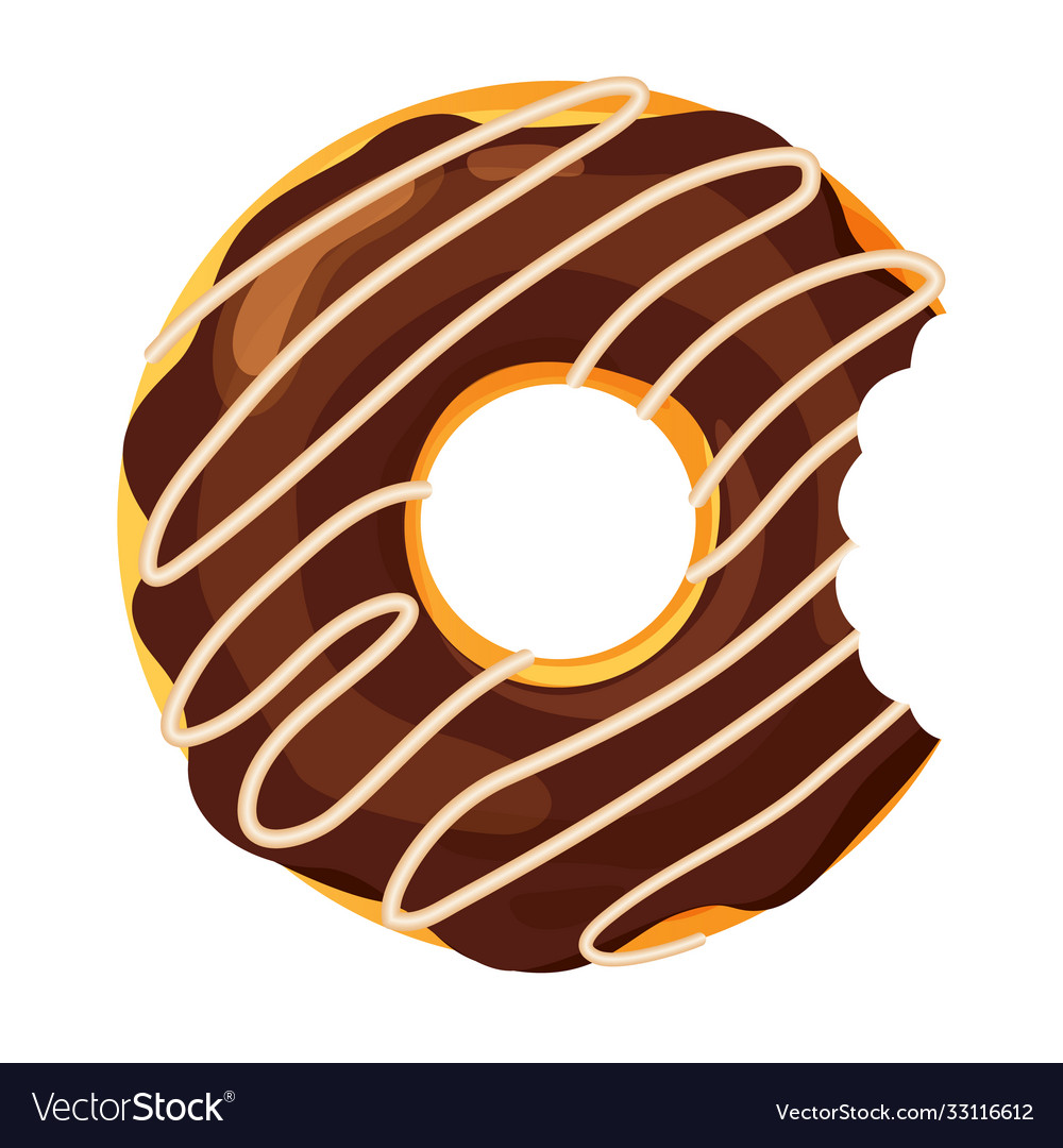 Colorful bitten donut on white background Vector Image