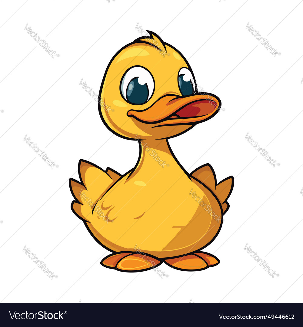 Duck cute funny cartoon kawaii clipart colorful Vector Image