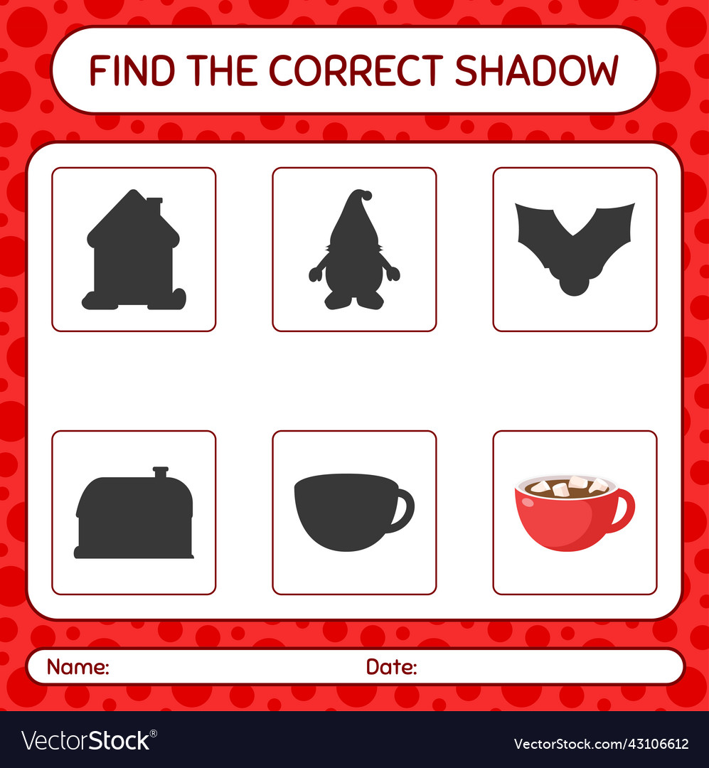 Find the correct shadows game with marshmallow vector image Find the correct shadows game with marshmallow