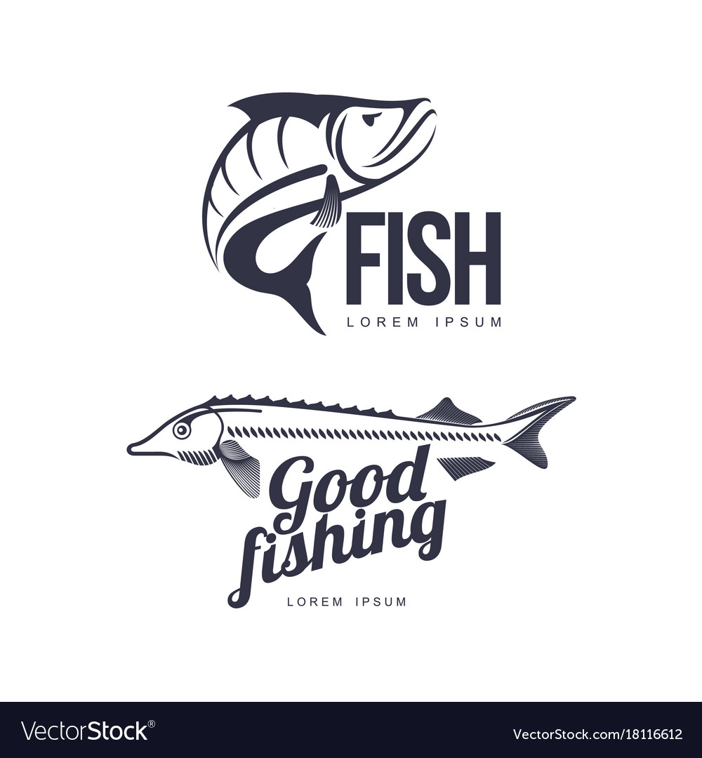 Fish flat icon pictograph silhouette set