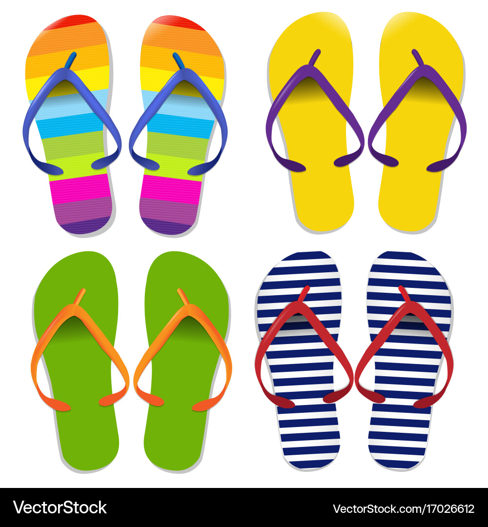 Flip flops set Royalty Free Vector Image - VectorStock