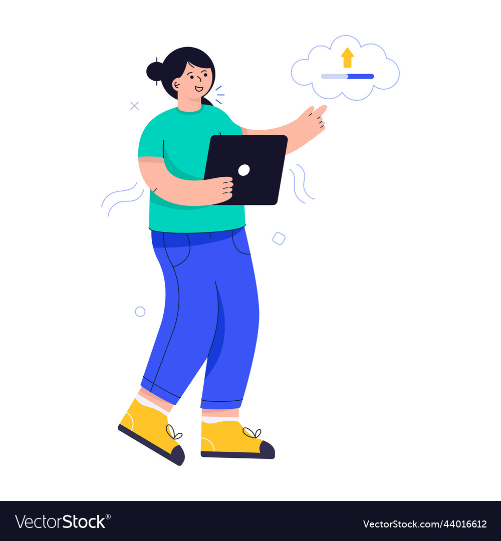 Handcrafted flat of cloud uploading