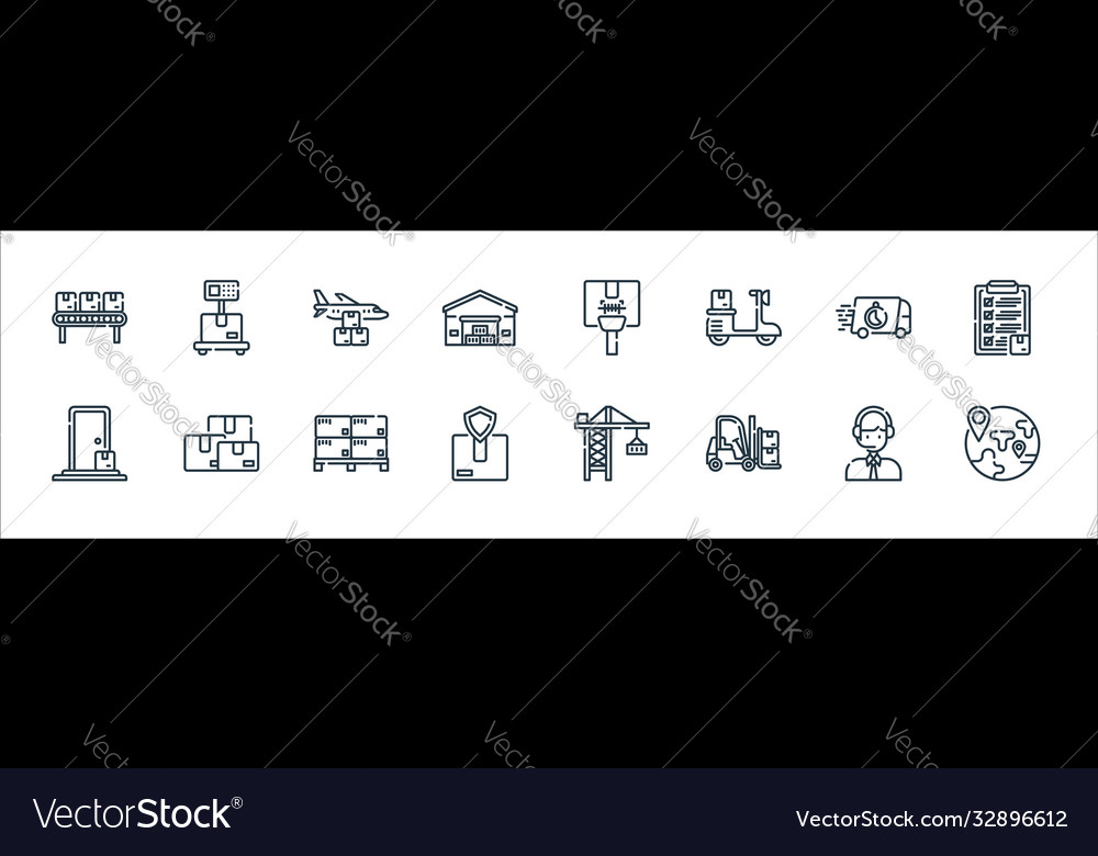 Logistic and delivery line icons linear set vector image Logistic and delivery line icons linear set