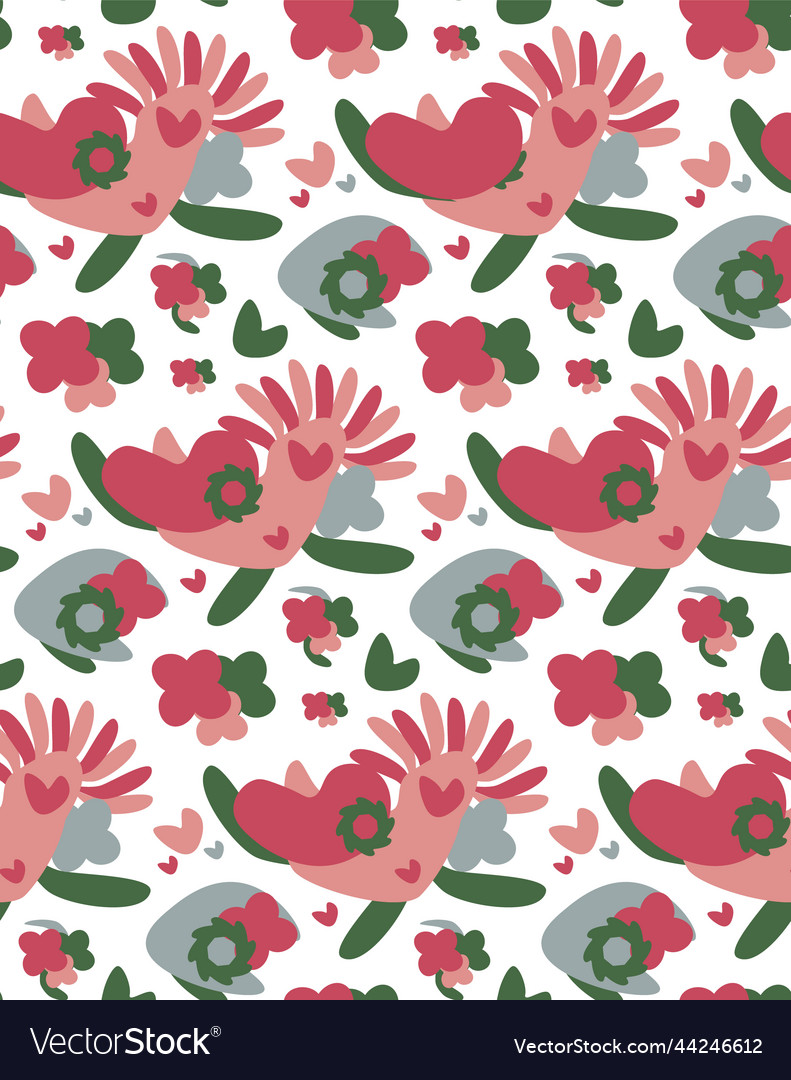 Seamless pattern abstract red bird vector image Seamless pattern abstract red bird