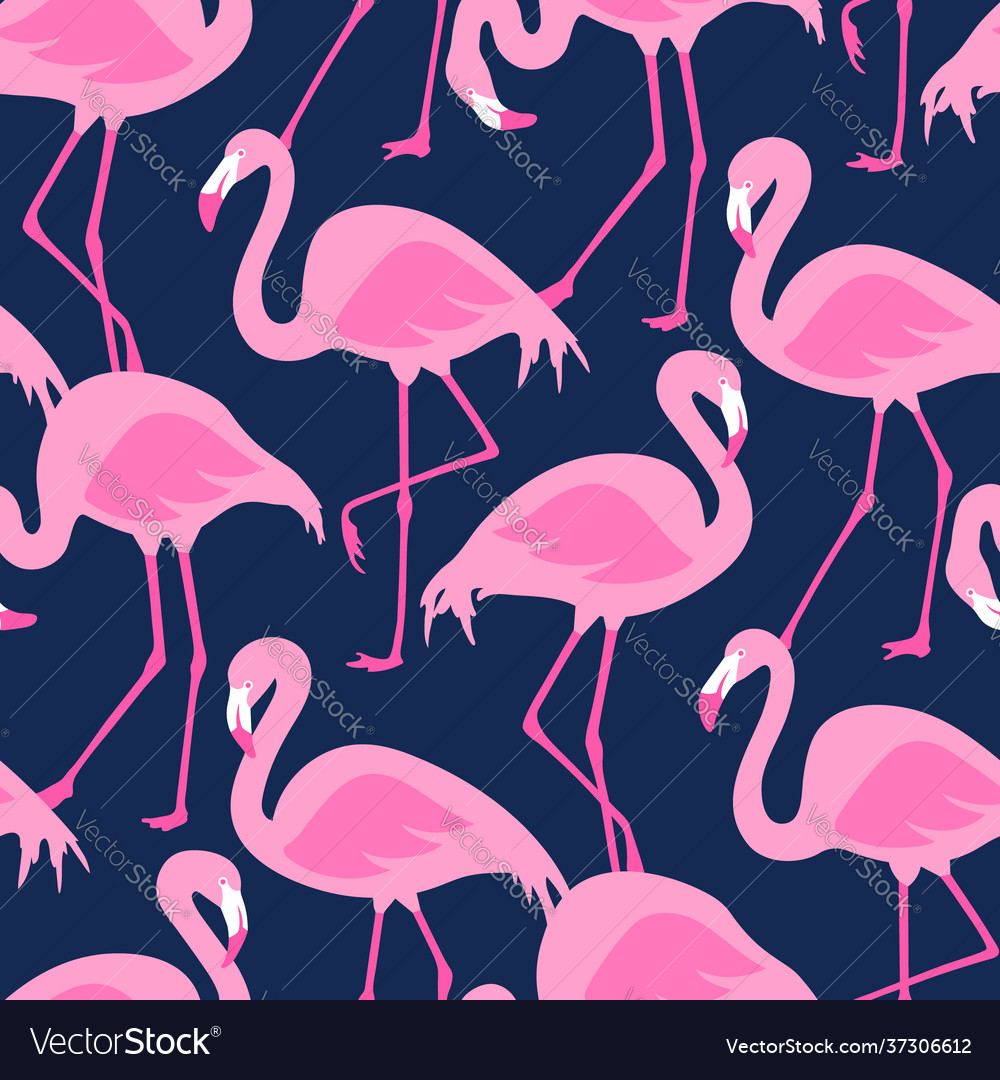 Seamless pattern with flamingos