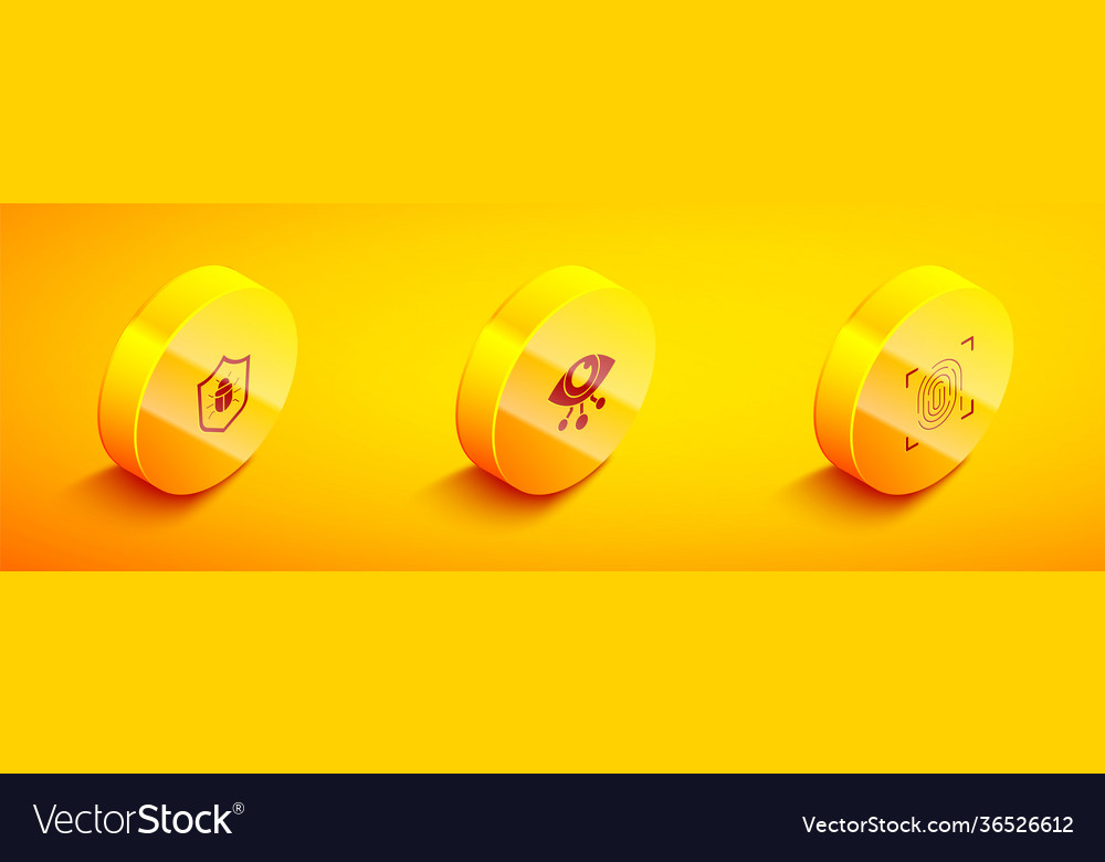 Set isometric system bug eye scan and fingerprint