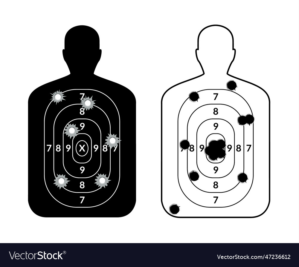 Shoot target human gun board aim person target Vector Image