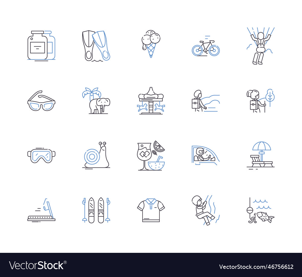 Summer and sport outline icons collection Vector Image