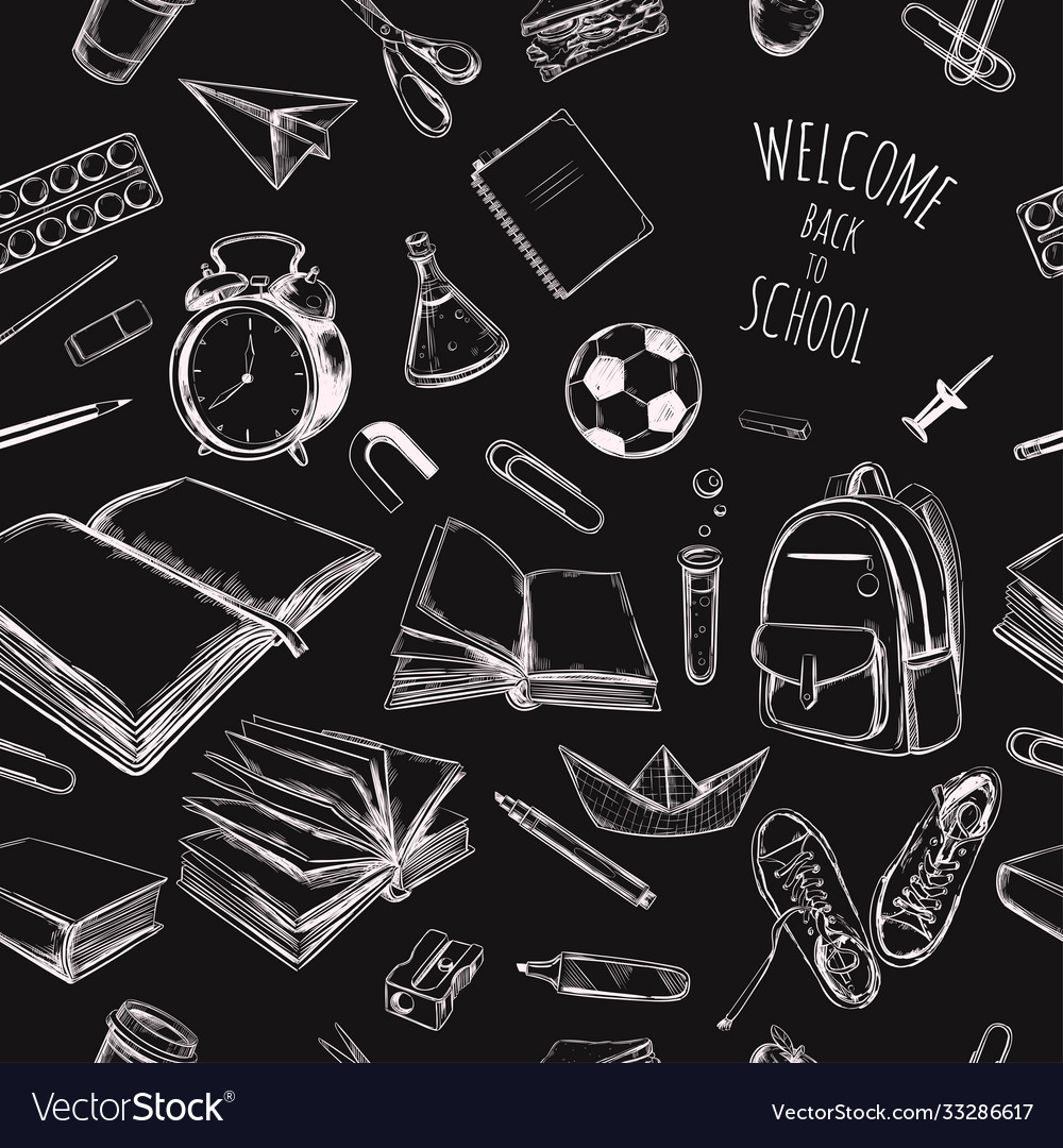 Back to school hand drawn seamless pattern Vector Image