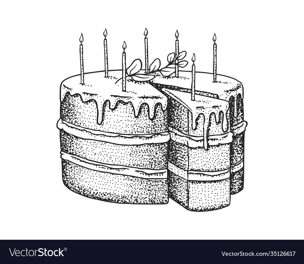 Birthday cake with candles fruit dessert or tart Vector Image